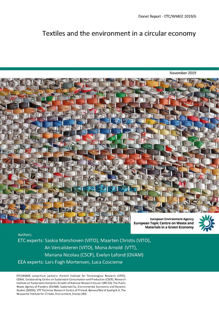 Cover sheet of the publication: Textiles and the enviroment in a circular economy